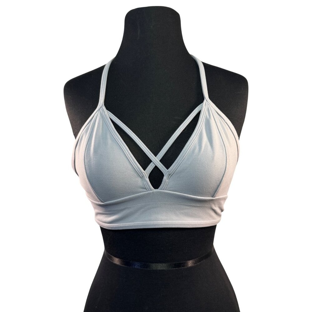 Lululemon Light Gray Strappy Sports Bra With Crisscross Back Design Size XXS
